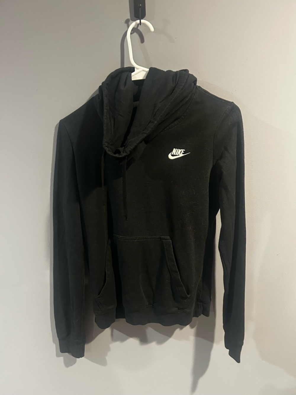 Nike Black Hoodie Cowl Neck White Swoosh